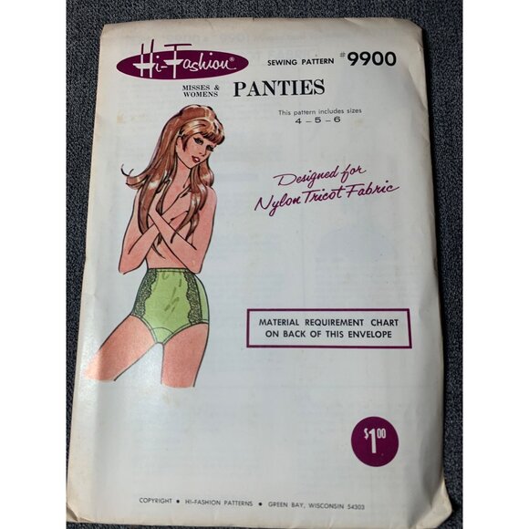 Hi Fashion Sew Misses Panties Sewing Pattern sz 4 5 6 9900 - uncut - Picture 10 of 10